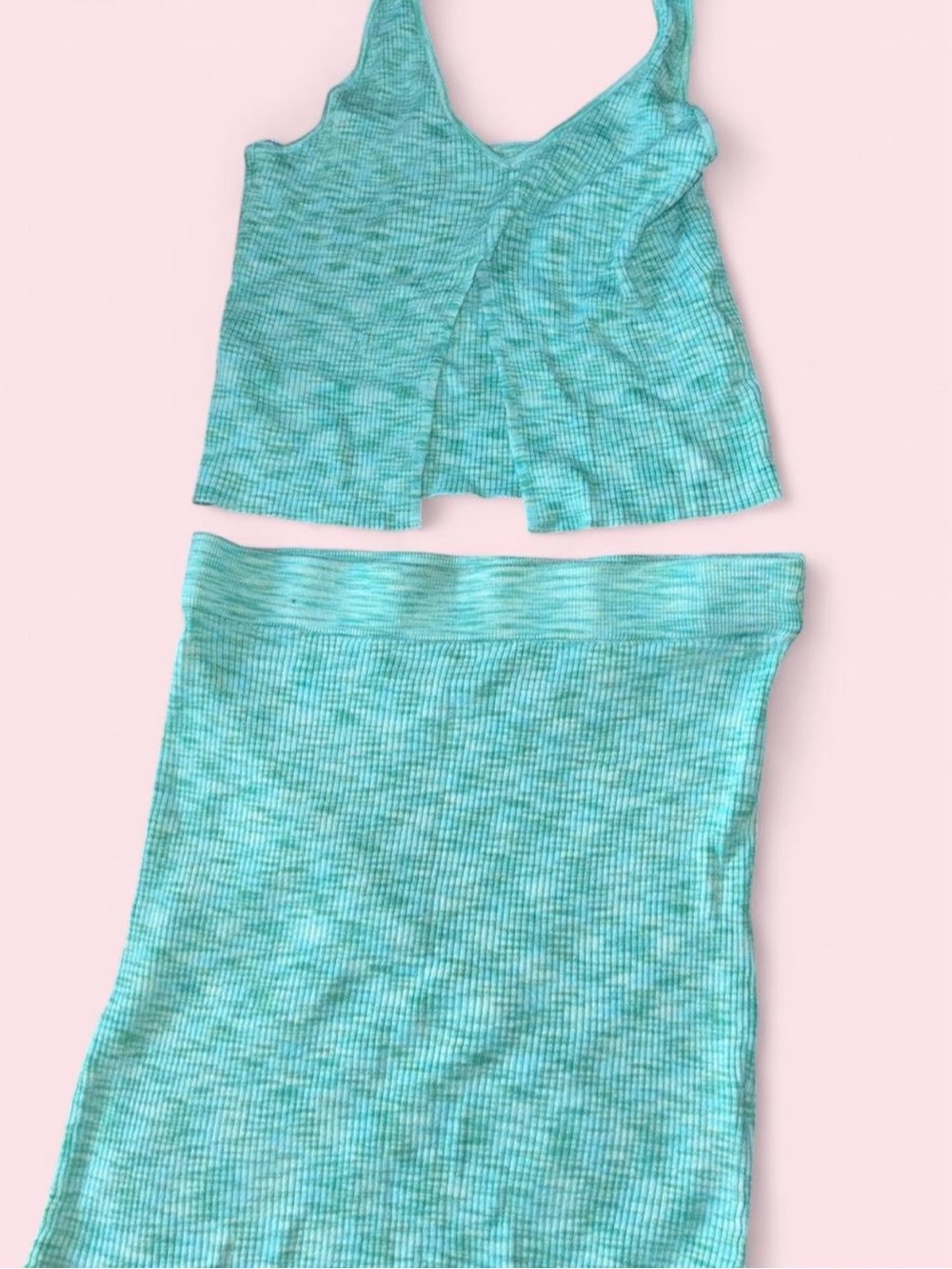 Aqua Knit Halter Top and Skirt Set